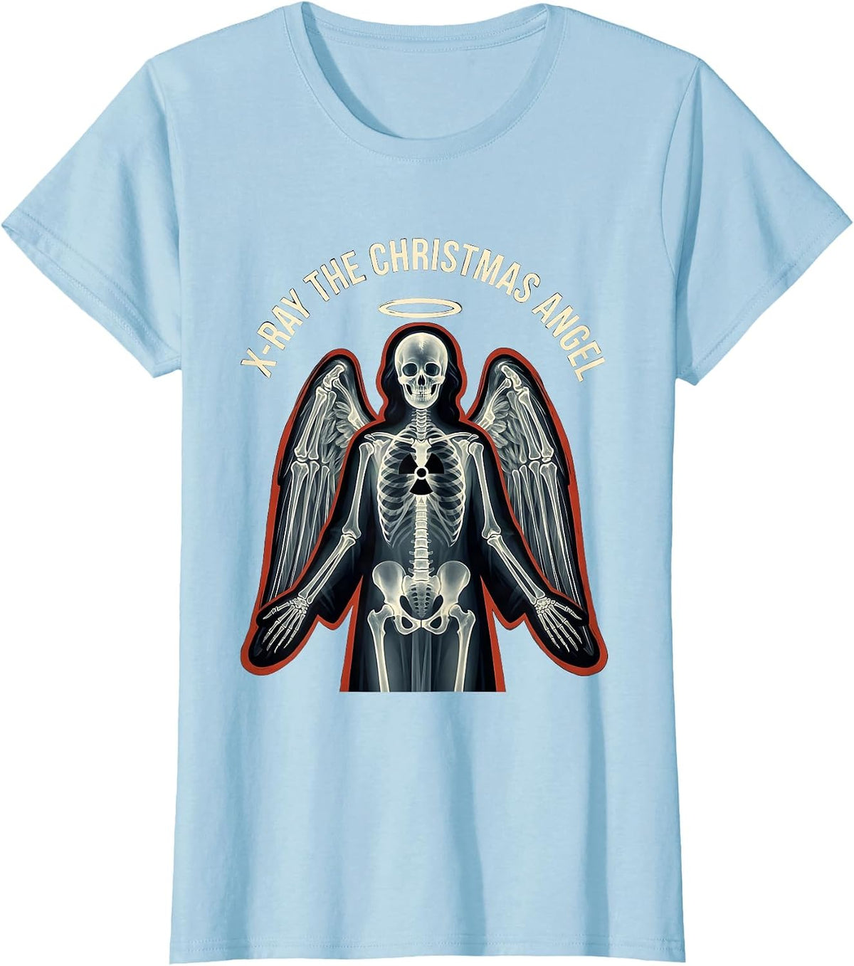 Women's X-Ray The Christmas Angel Funny Radiology Tech Christmas T-Shirt - Baby Blue