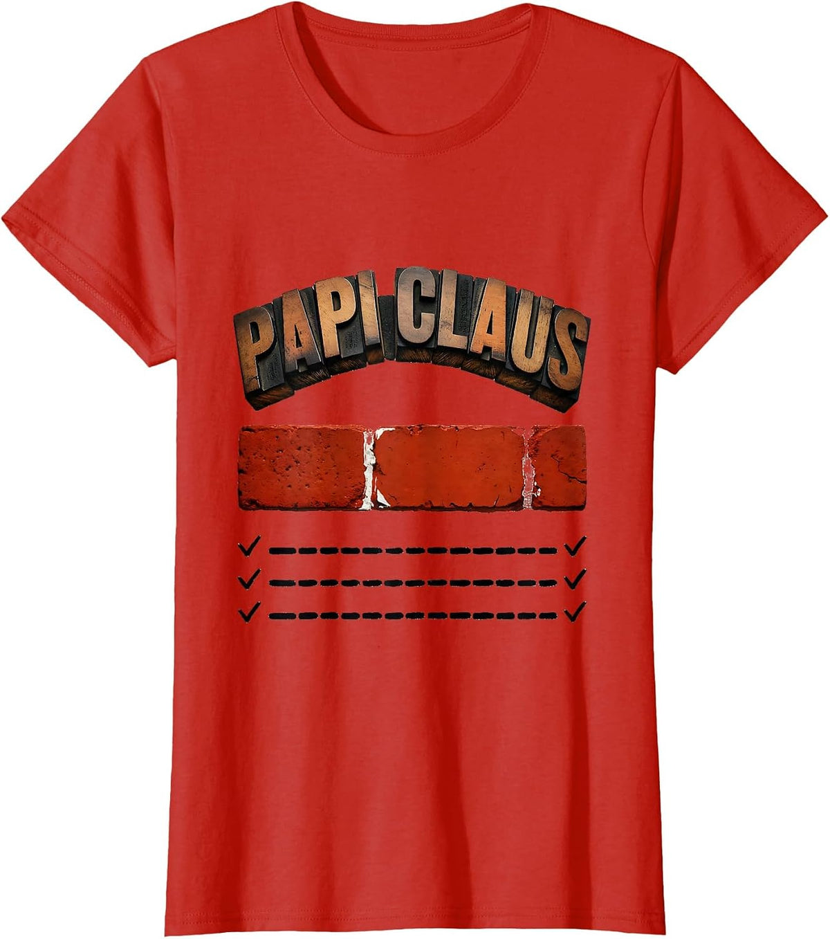 Women's Papi Claus Festive Family Holiday Matching Pajama Role T-Shirt - Red