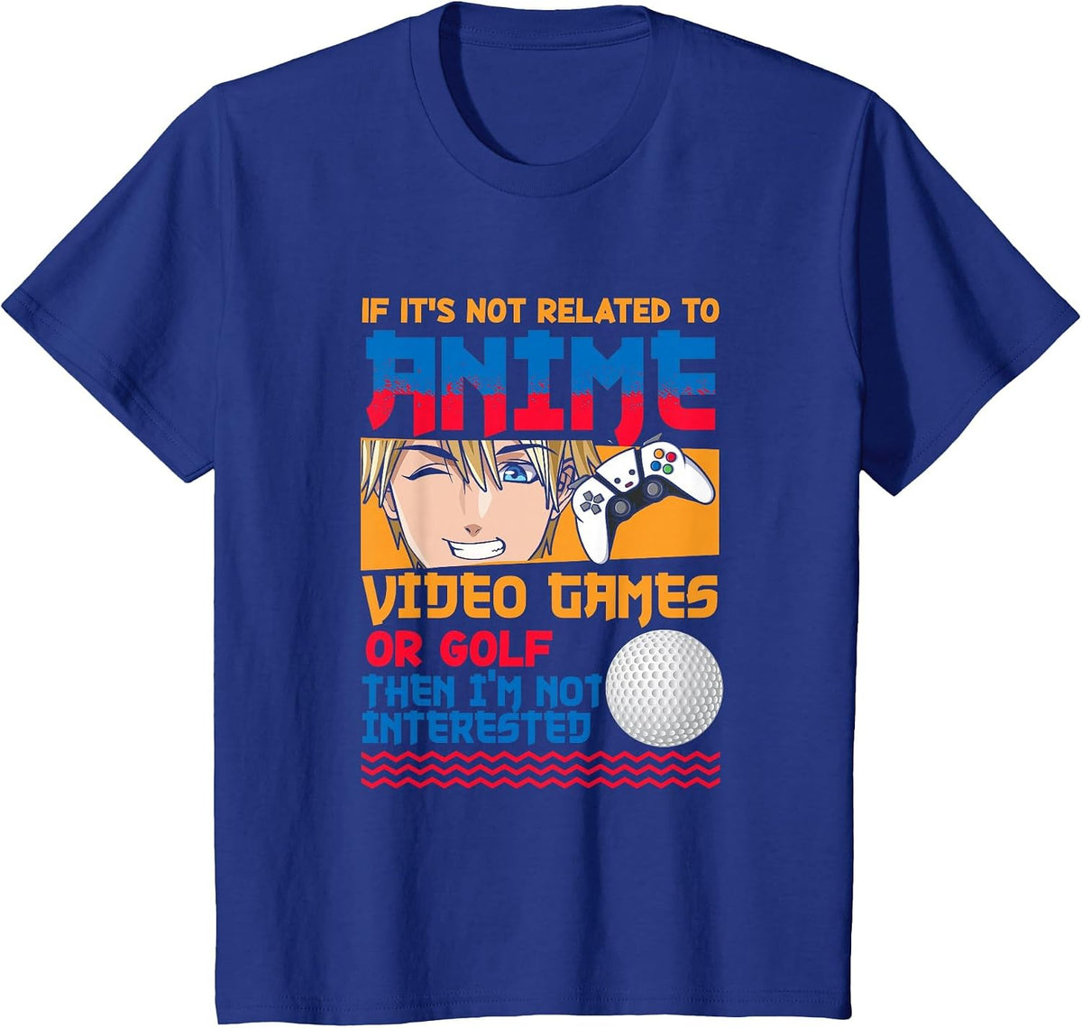 Anime Video Games Golf Japanese Japan Anime Gamer Otaku T-Shirt - Royal Blue