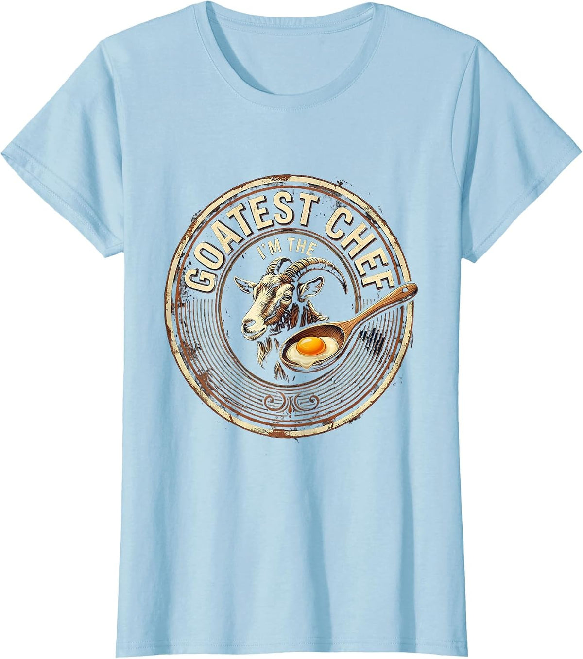 Women's I'm the Goatest Chef Vintage Funny Goat Pun Meme Humor T-Shirt - Baby Blue