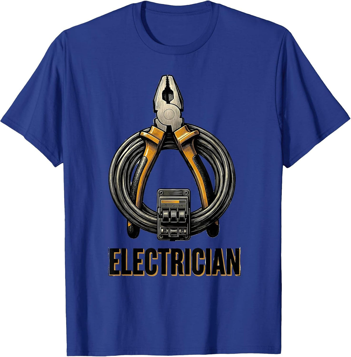 Men's Electrician Wood Type Letterpress Halloween Occupation T-Shirt - Royal Blue