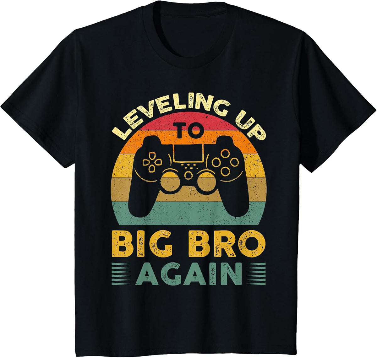 Funny Leveling Up to Big Bro Again Vintage Big Brother Again T-Shirt - Black