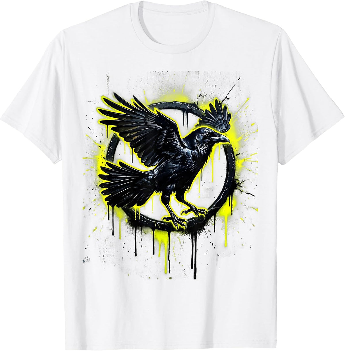 Men's Angry Crow Strutting Away Funny Bird Graphic T-Shirt - White