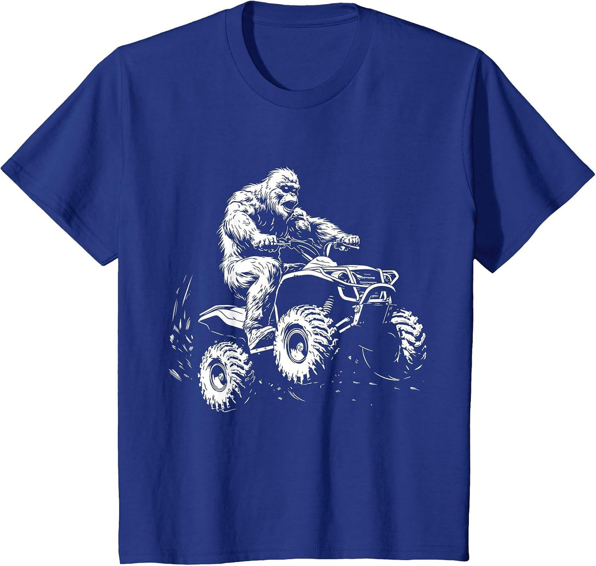 ATV 4 Wheeler Quad Bigfoot Sasquatch Funny T-Shirt - Royal Blue