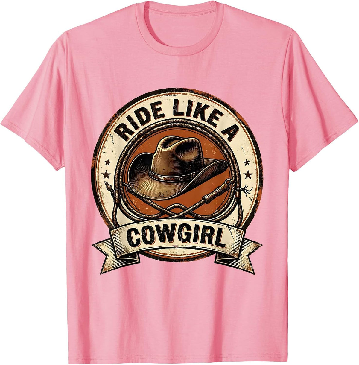 Men's Ride Like a Cowgirl Western Design T-Shirt - Pink