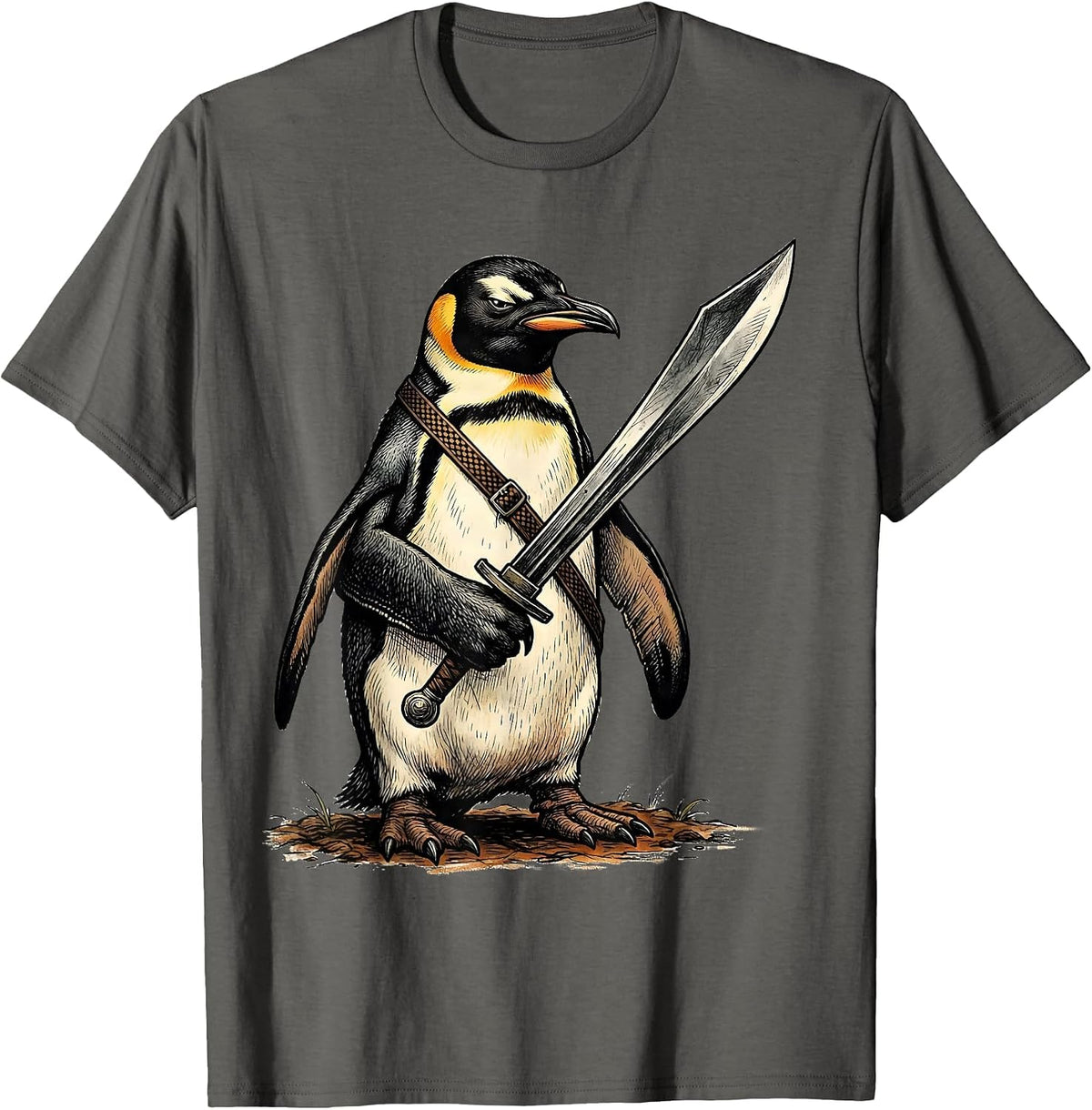 Flight Was Never An Option Tactical Penguin Funny Bird Meme T-Shirt - Asphalt Grey