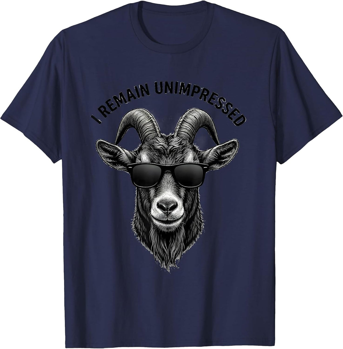 I Remain Unimpressed Funny Goat Humor Novelty Gift T-Shirt - Navy Blue