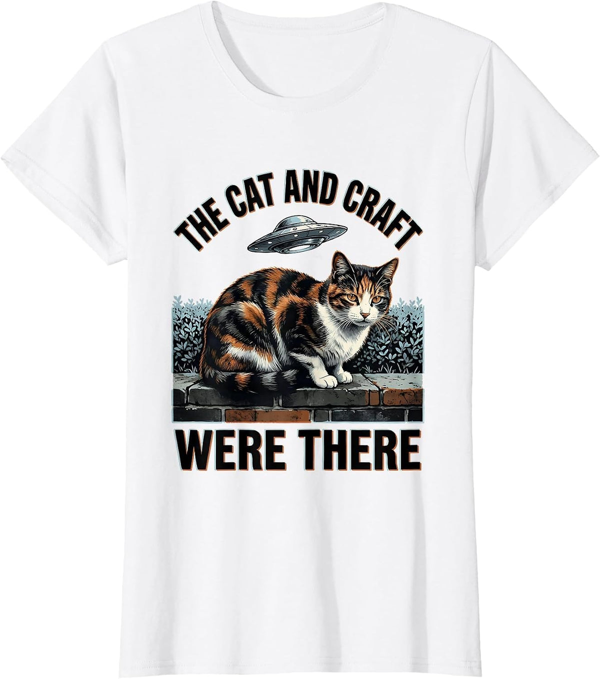 The Cat And Craft Were There Funny Alien UFO Cat Meme T-Shirt - White