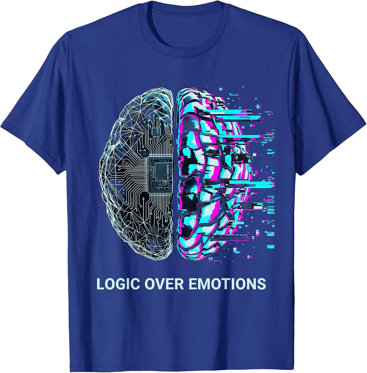 Logic Over Emotions Bold Mindset Design T-Shirt - Royal Blue