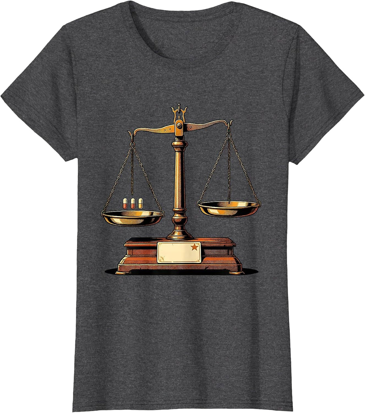 Women's Pharmacy Balance Scale Vintage Cute Pharmacy Tech T-Shirt - Dark Heather Grey