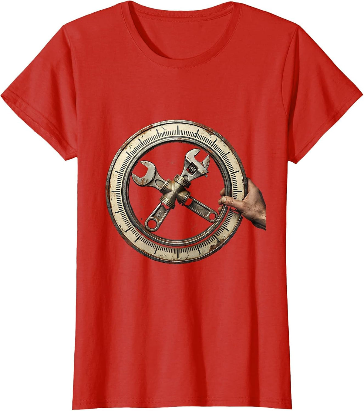 Women's Sealed Pipe Joint Distressed Funny Plumber Gift T-Shirt - Red