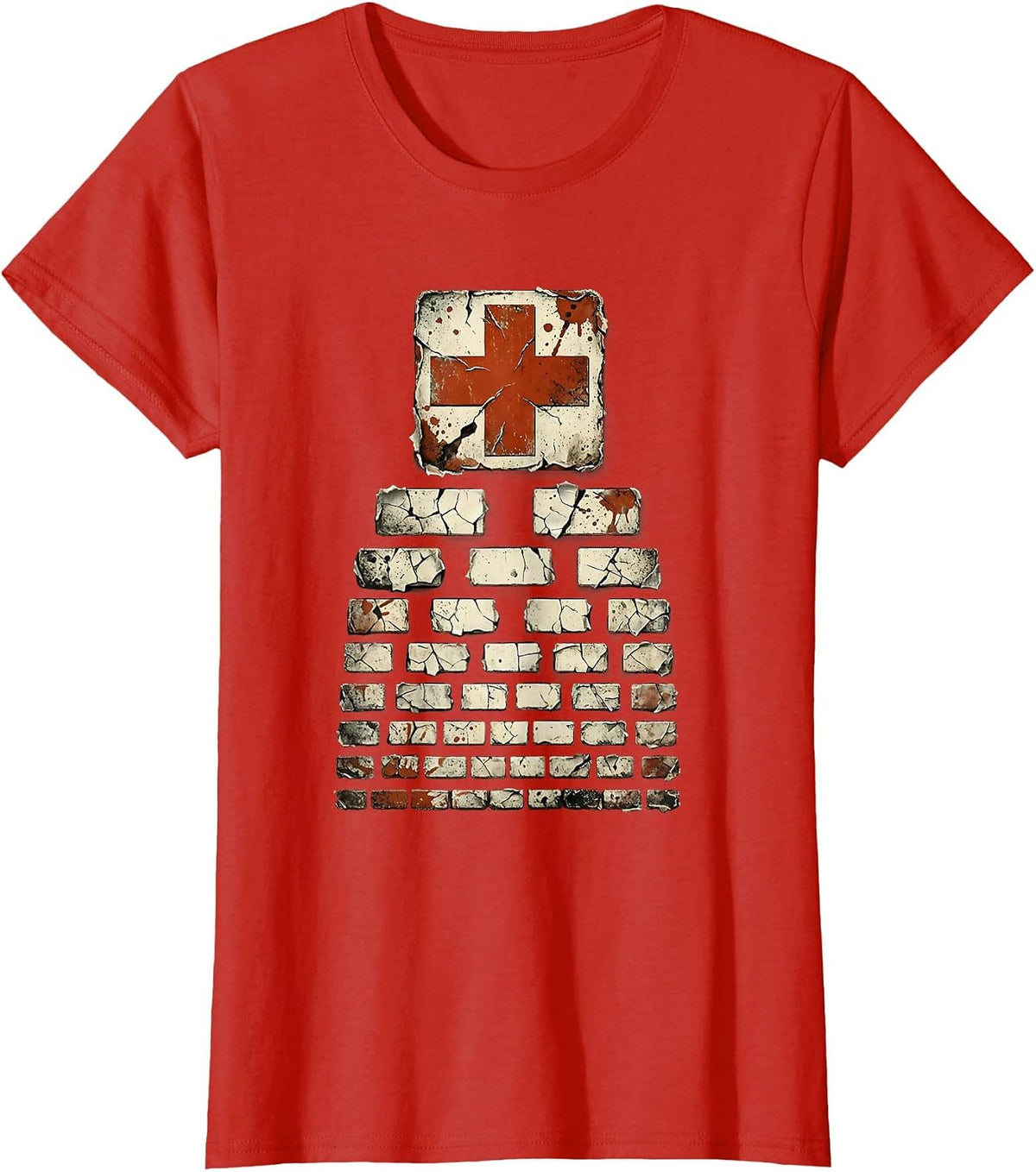 Women's School Nurse Eye Chart Graphic Design T-Shirt - Red