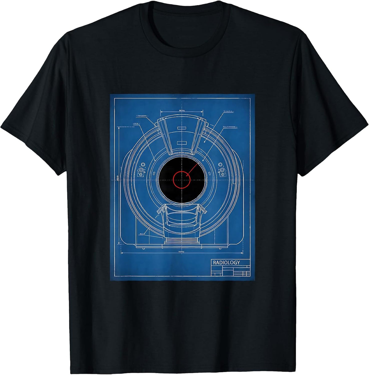 Men's RADIOLOGY Technical Blueprint Radiology Tech Coquette Cute T-Shirt - Black