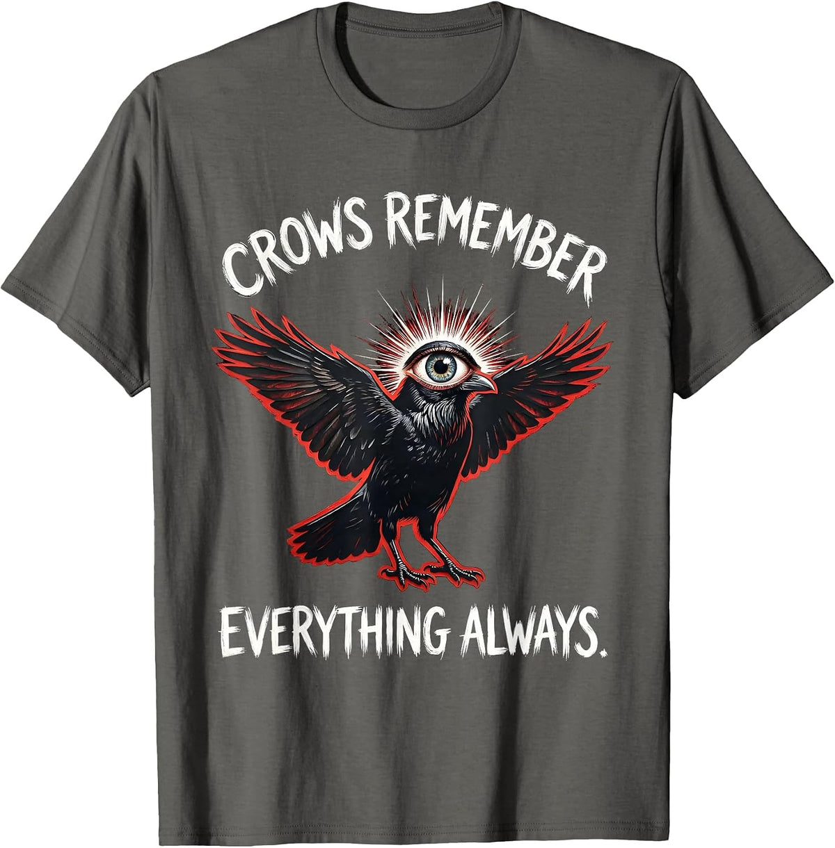 Men's Crows Remember Everything Always Crow Design T-Shirt - Asphalt Grey