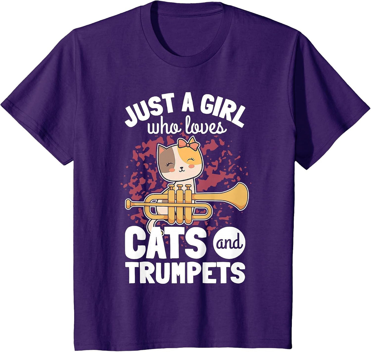 Girl Trumpet Player Saying Trumpeter Cat Owner Kitten Lover T-Shirt - Purple
