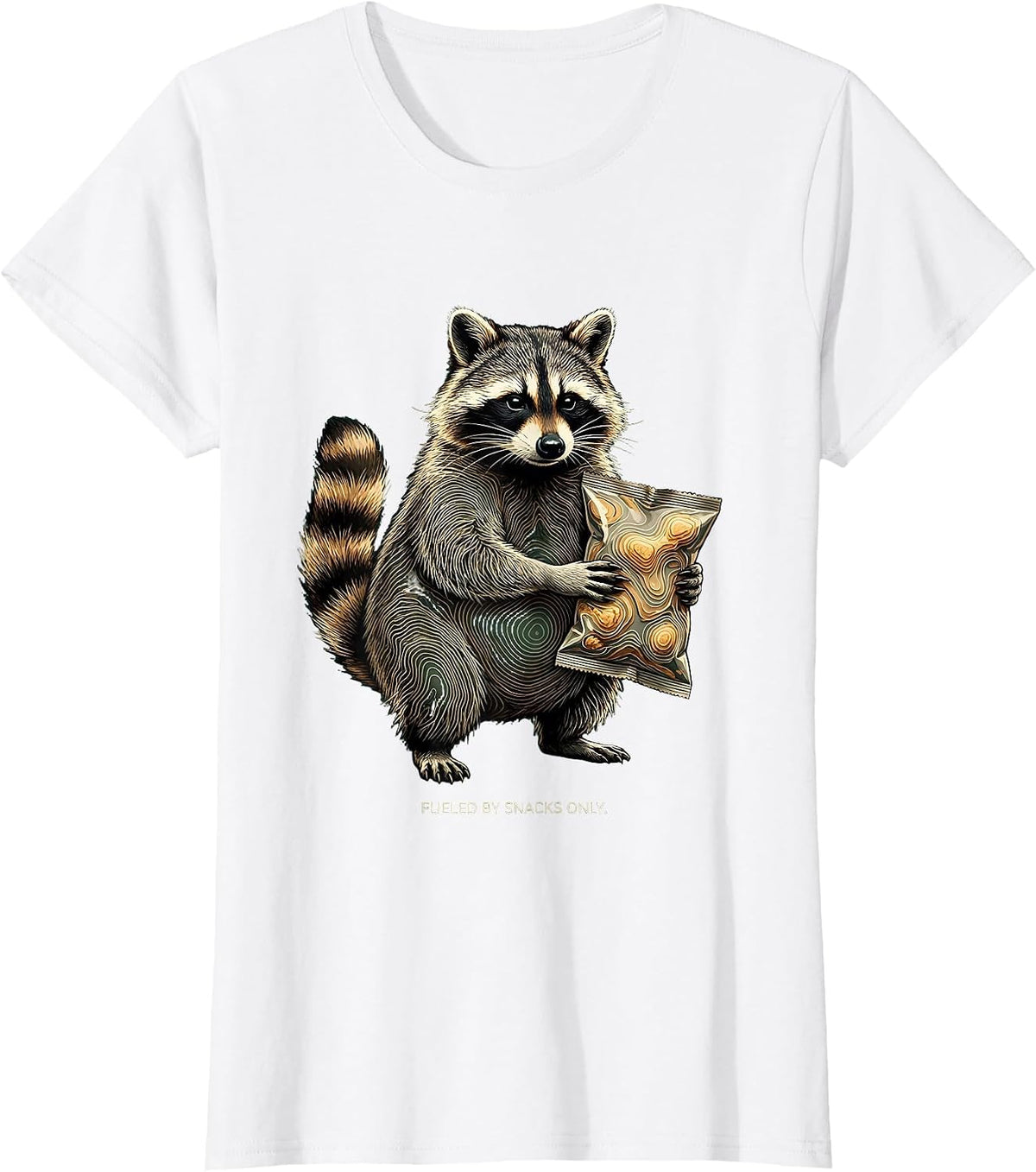 Fueled By Snacks Only Raccoon Design T-Shirt - White