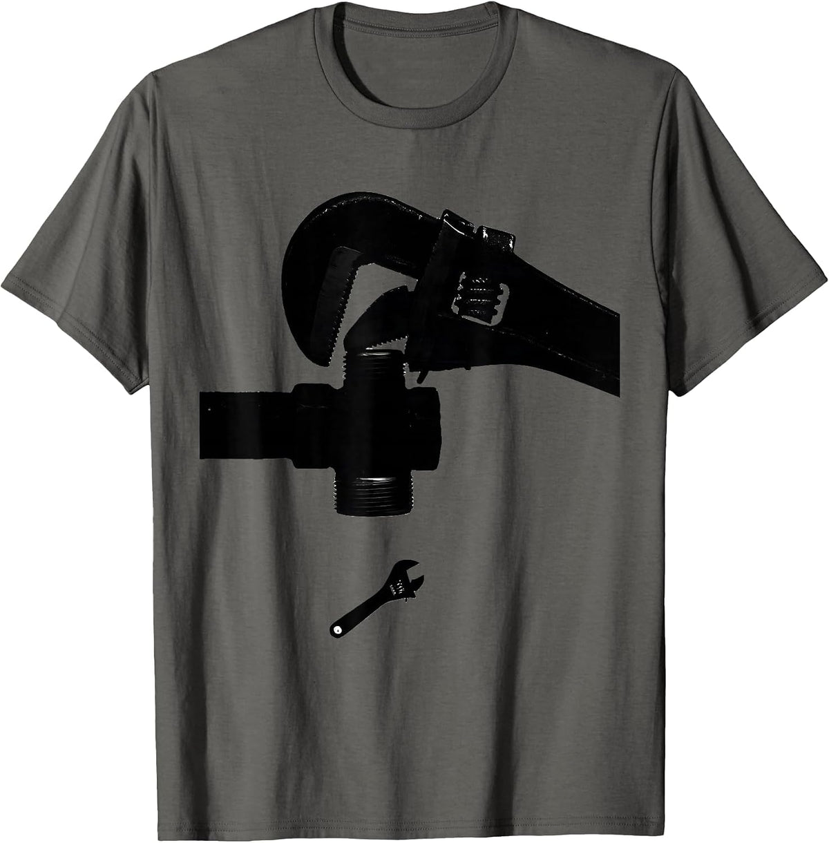 Pipe Wrench Dominates Adjustable Wrench Funny Plumber Gift T-Shirt - Asphalt Grey