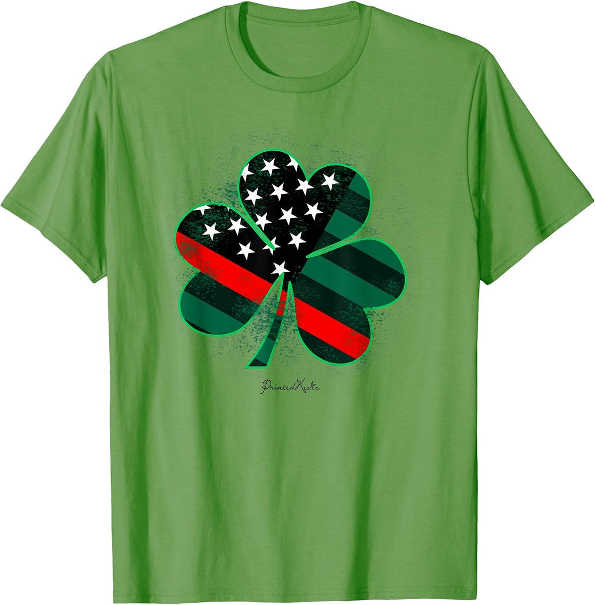 Thin Red Line St Patricks Day Shirt Firefighter Shamrock Tee - Grass Green
