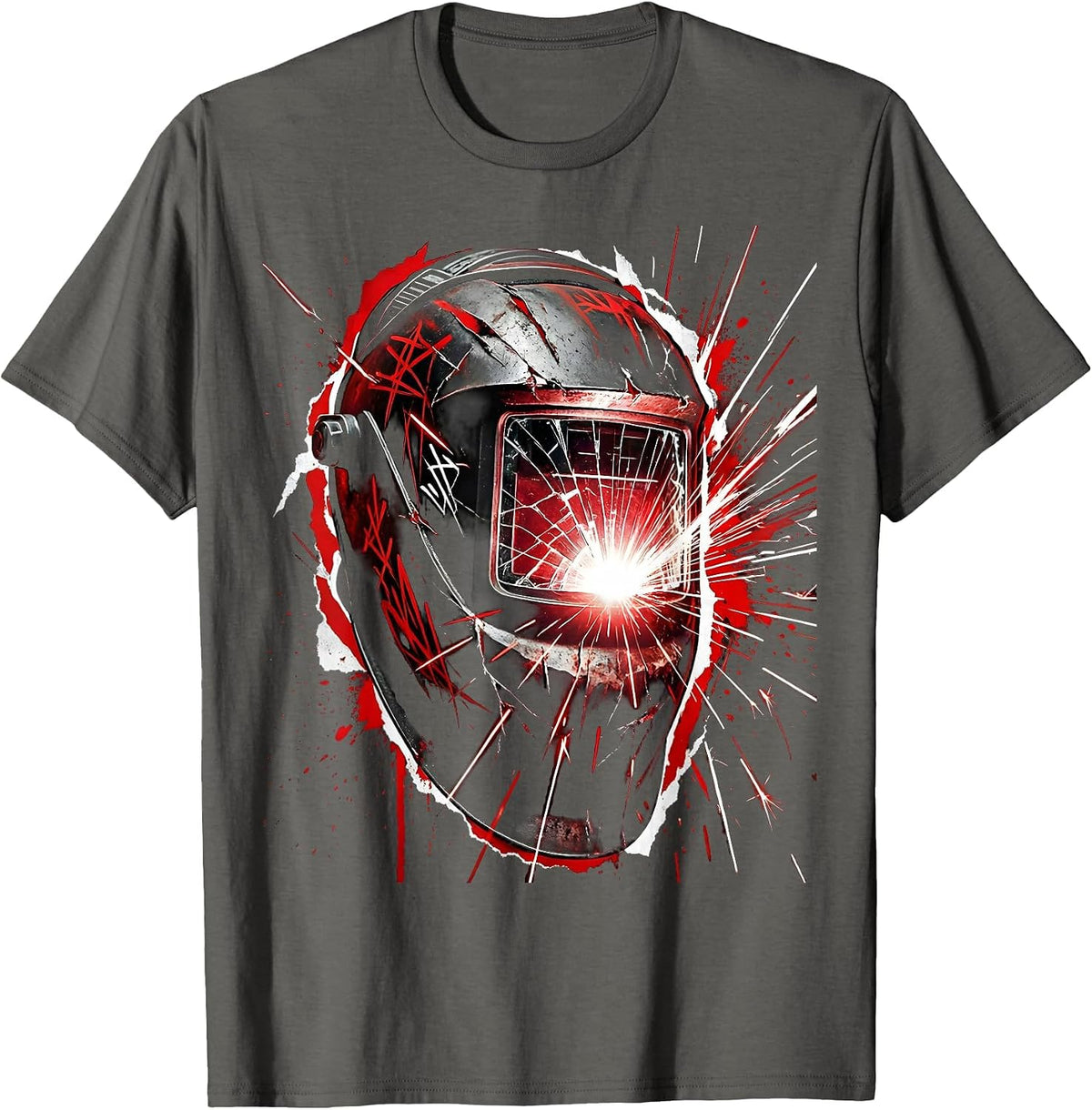 Welder Masked Face Arc Flash Graphic T-Shirt - Asphalt Grey