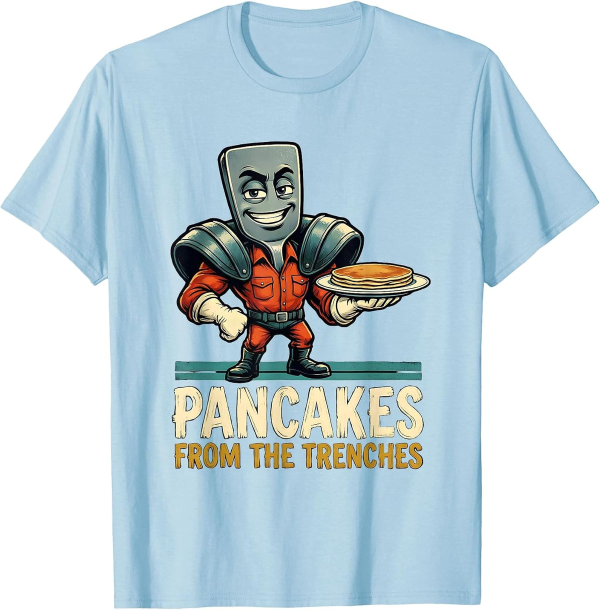 Men's Pancakes From The Trenches Funny Football Lineman Offensive T-Shirt - Baby Blue