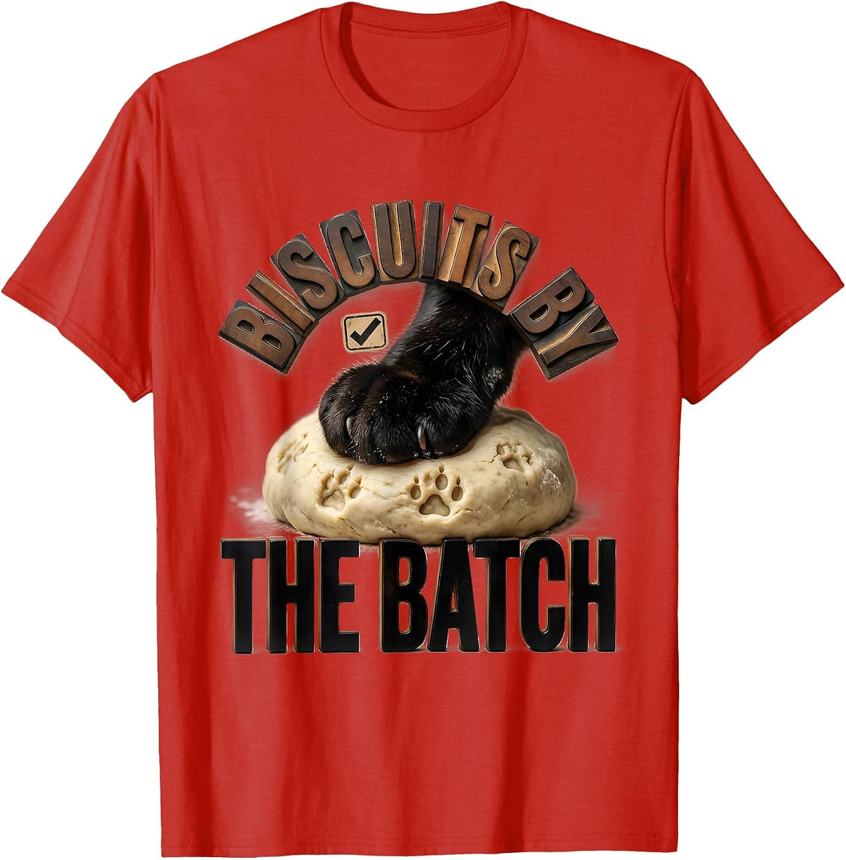 Men's Biscuits By The Batch Funny Black Cat Bakery Pet Lover Humor T-Shirt - Red