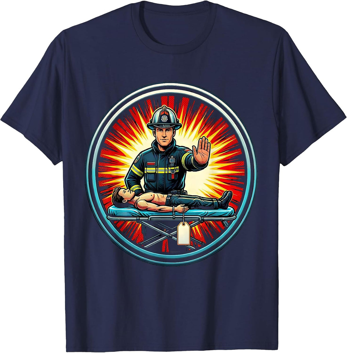 Men's Paramedic Training Mannequin Pop Art EMS Gift T-Shirt - Navy Blue