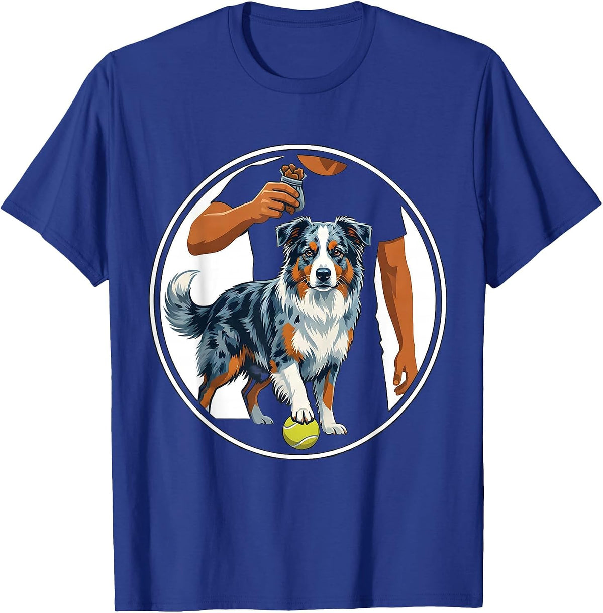 Men's Sealed Badge Blue-Merle Australian Shepherd Dog Mom Dad T-Shirt - Royal Blue