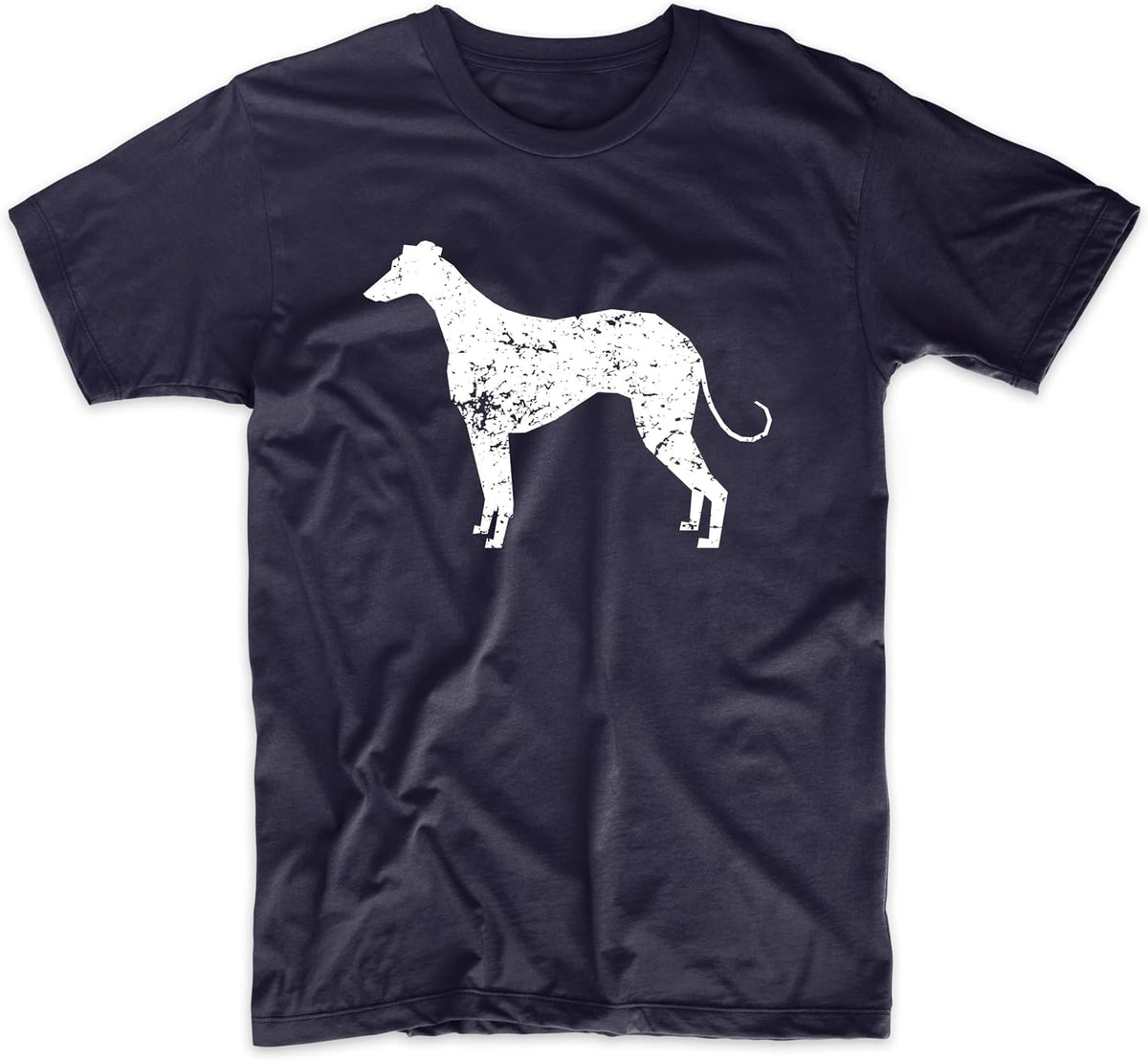 Distressed Greyhound Silhouette Dog Owner T-Shirt - Navy Blue