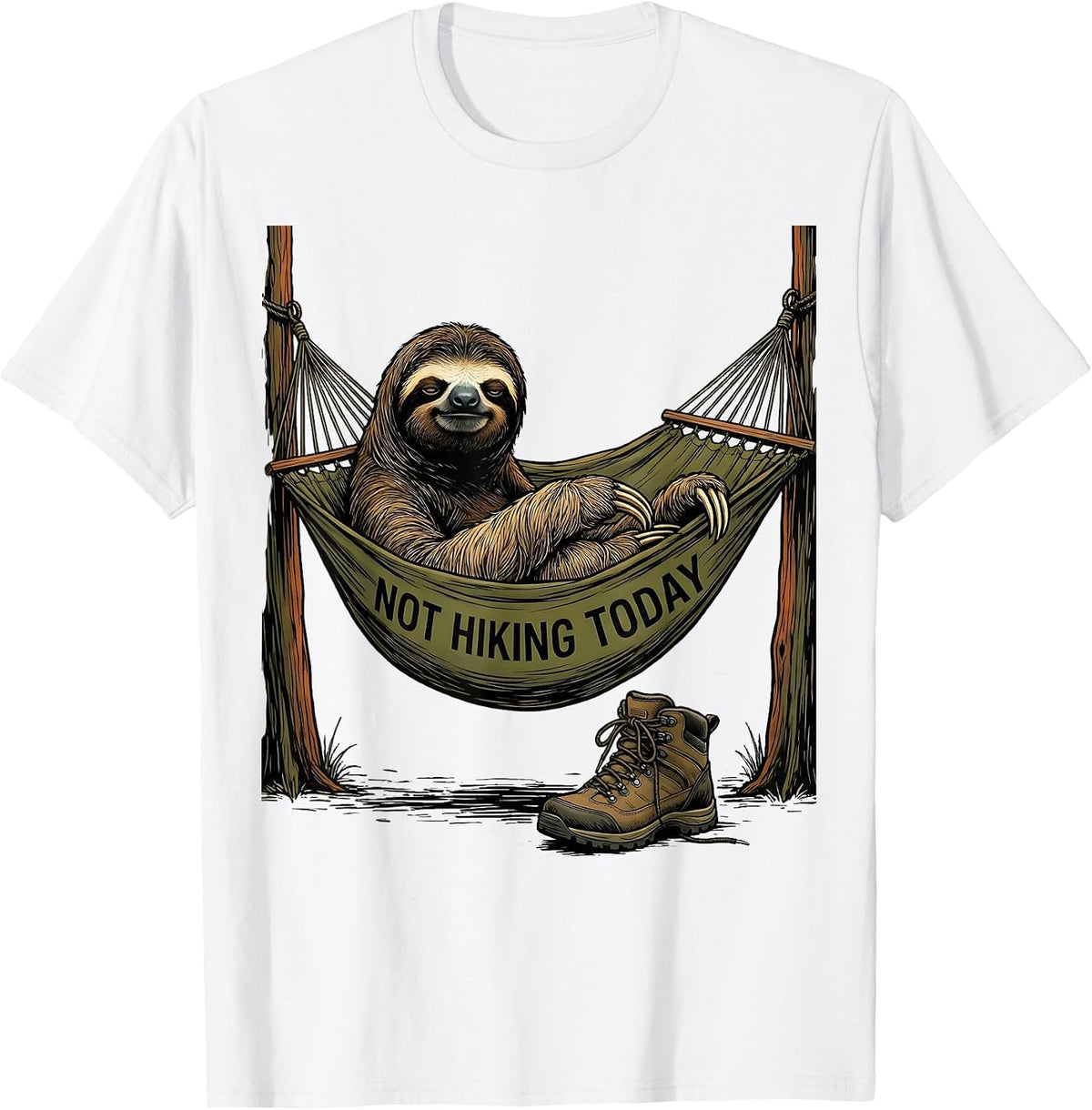 Men's Not Hiking Today Funny Sloth Lover Lazy Humor Gift T-Shirt - White