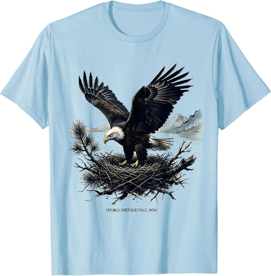Men's Farewell Under Quiet Skies Jackie Bald Eagle Memorial T-Shirt - Baby Blue