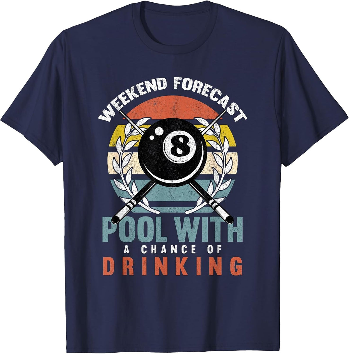 Pool with A Change of Drinking 8 Ball Billiards Player T-Shirt - Navy Blue