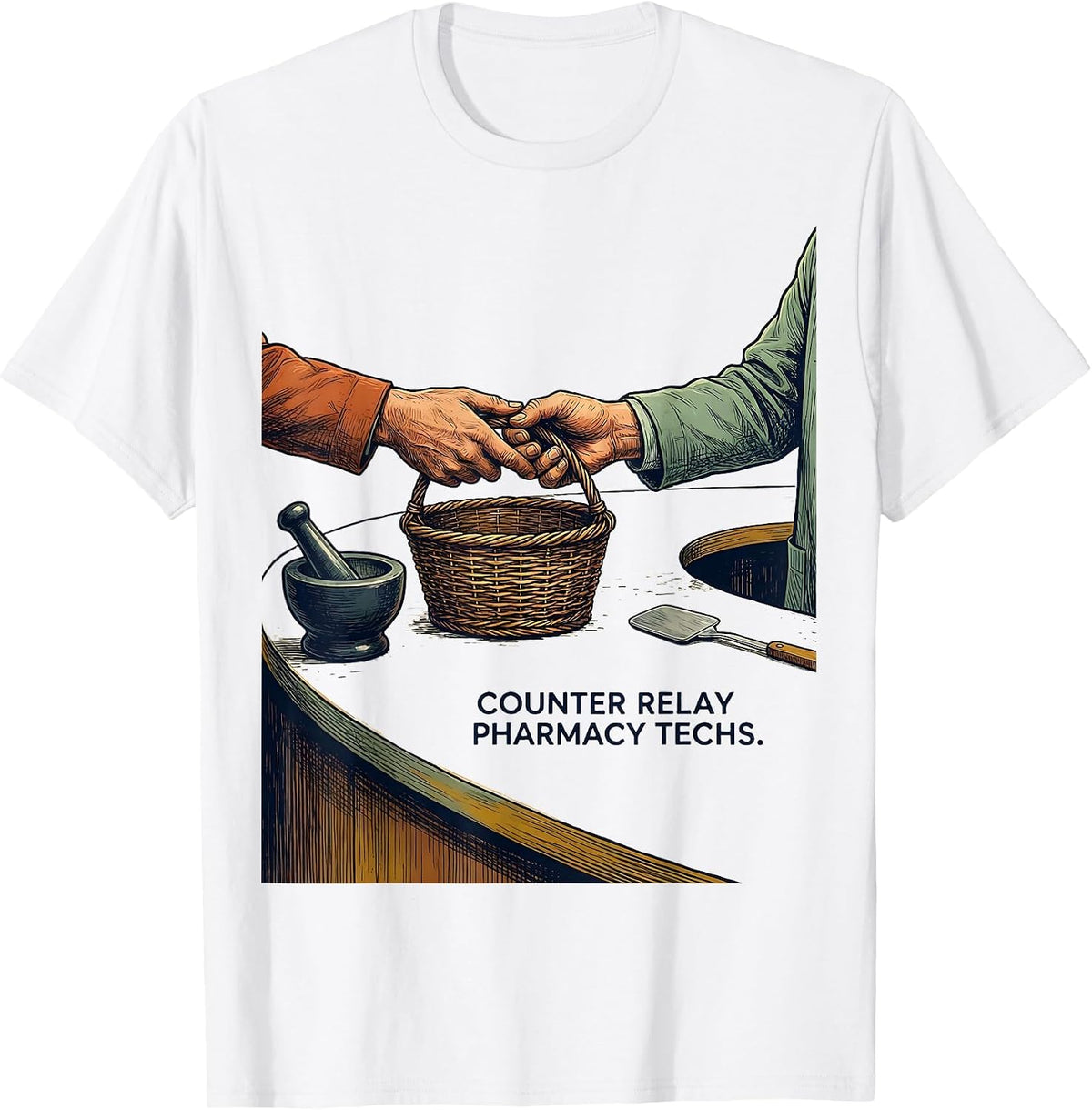 Men's Counter Relay Pharmacy Techs Funny Pharmacy Technician T-Shirt - White