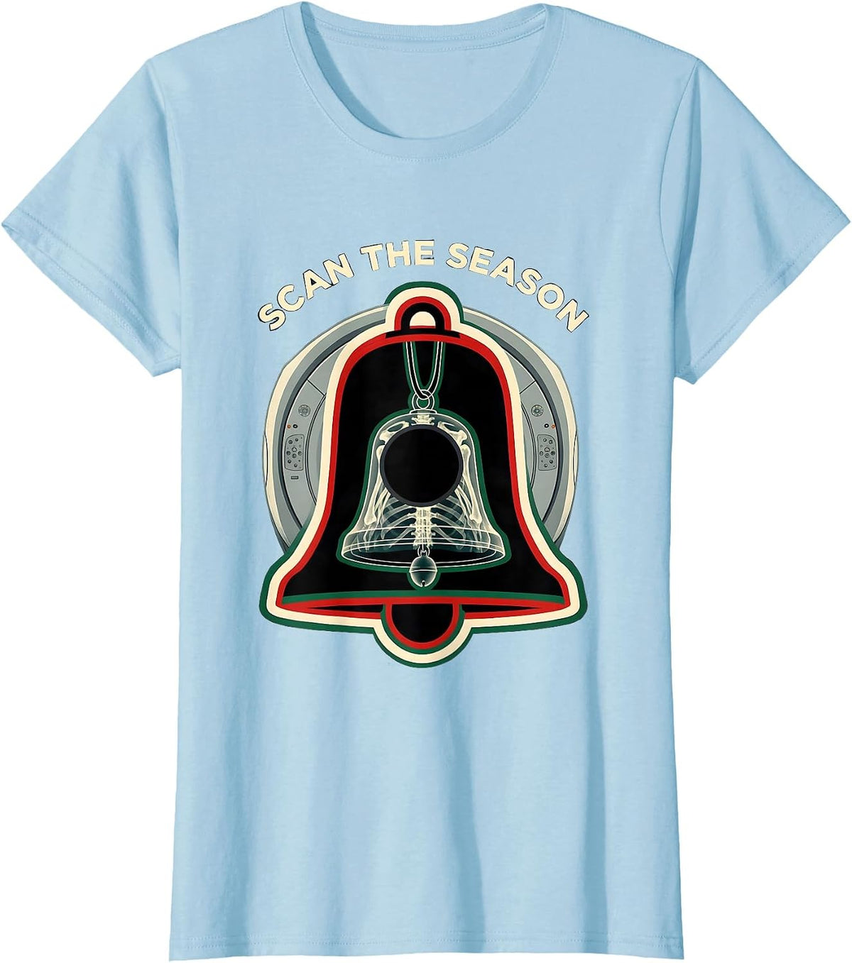 Scan The Season Radiology Tech Christmas Humor T-Shirt - Baby Blue