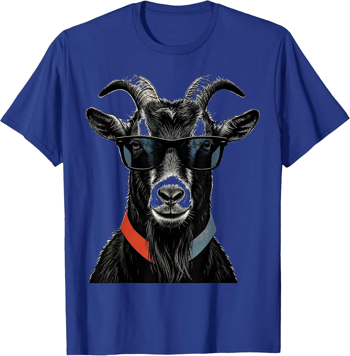Goat with Sunglasses Cool Farm Animal Humor T-Shirt - Royal Blue