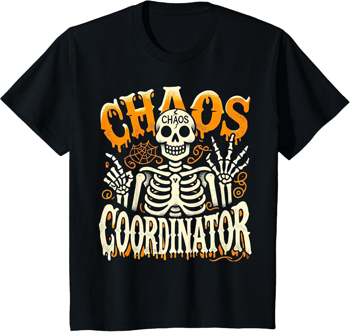 Skeleton Halloween Chaos Coordinator for Women Men Teacher T-Shirt - Black