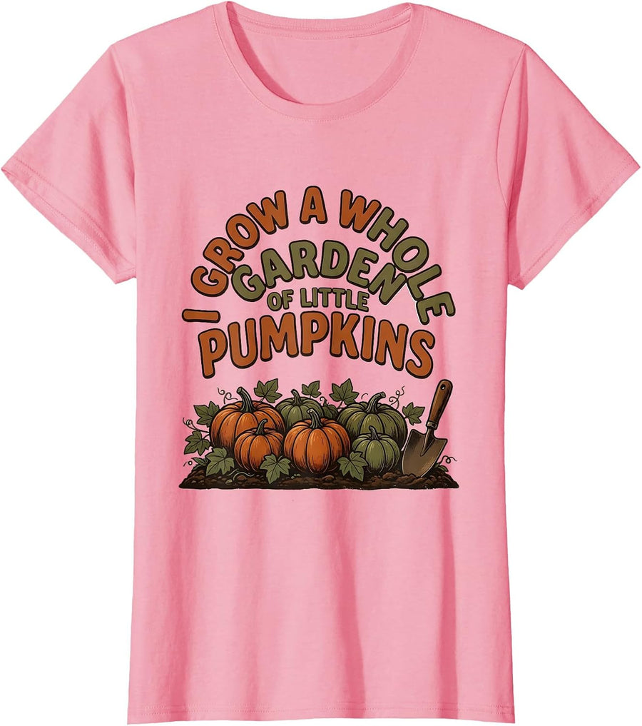 I Grow a Whole Garden of Little Pumpkins Vintage Teacher T-Shirt, Women, Pink, Large - As Pictured