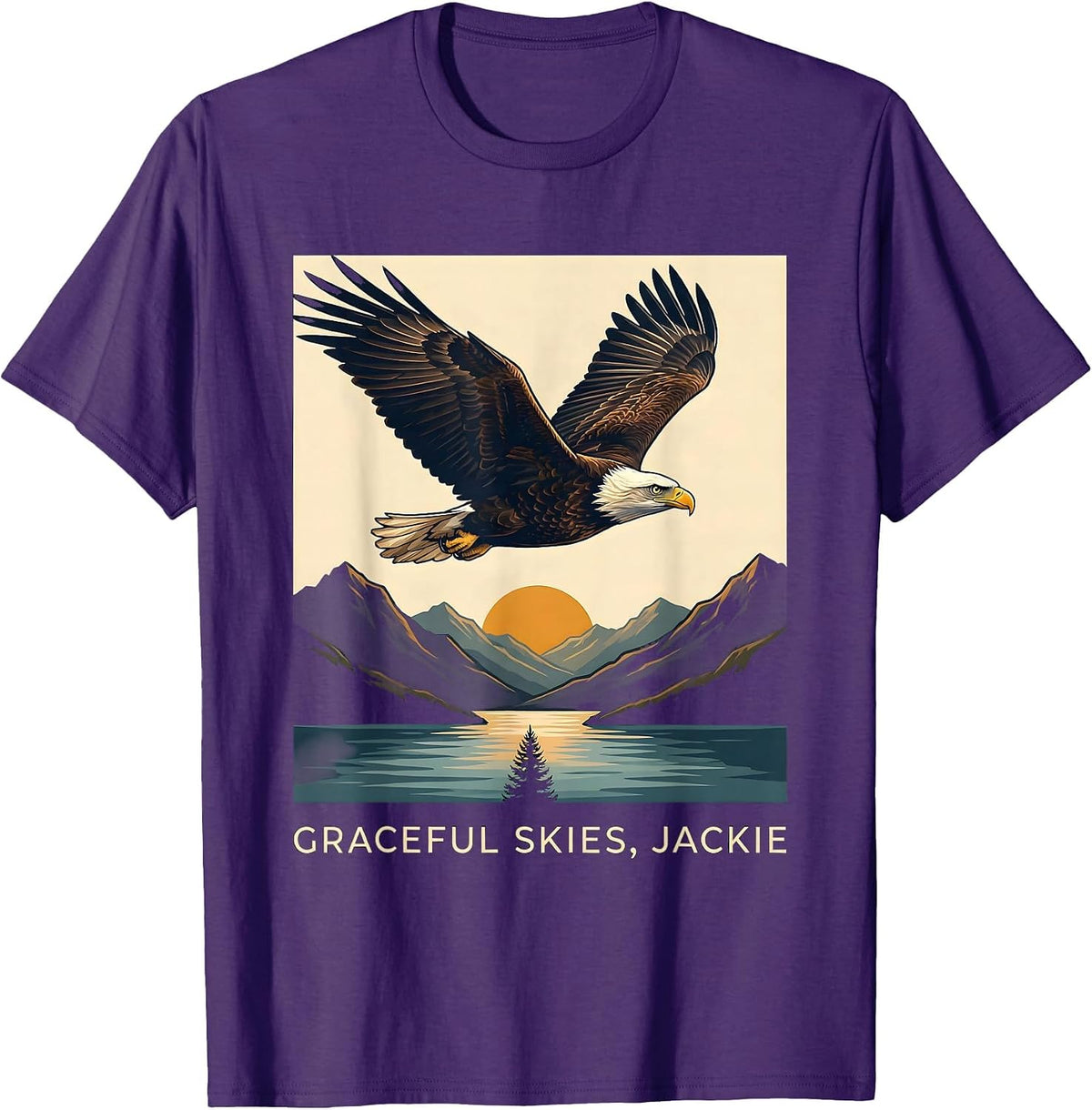 Men's Graceful Skies Jackie Bald Eagle Memorial Tribute Big Bear T-Shirt - Purple