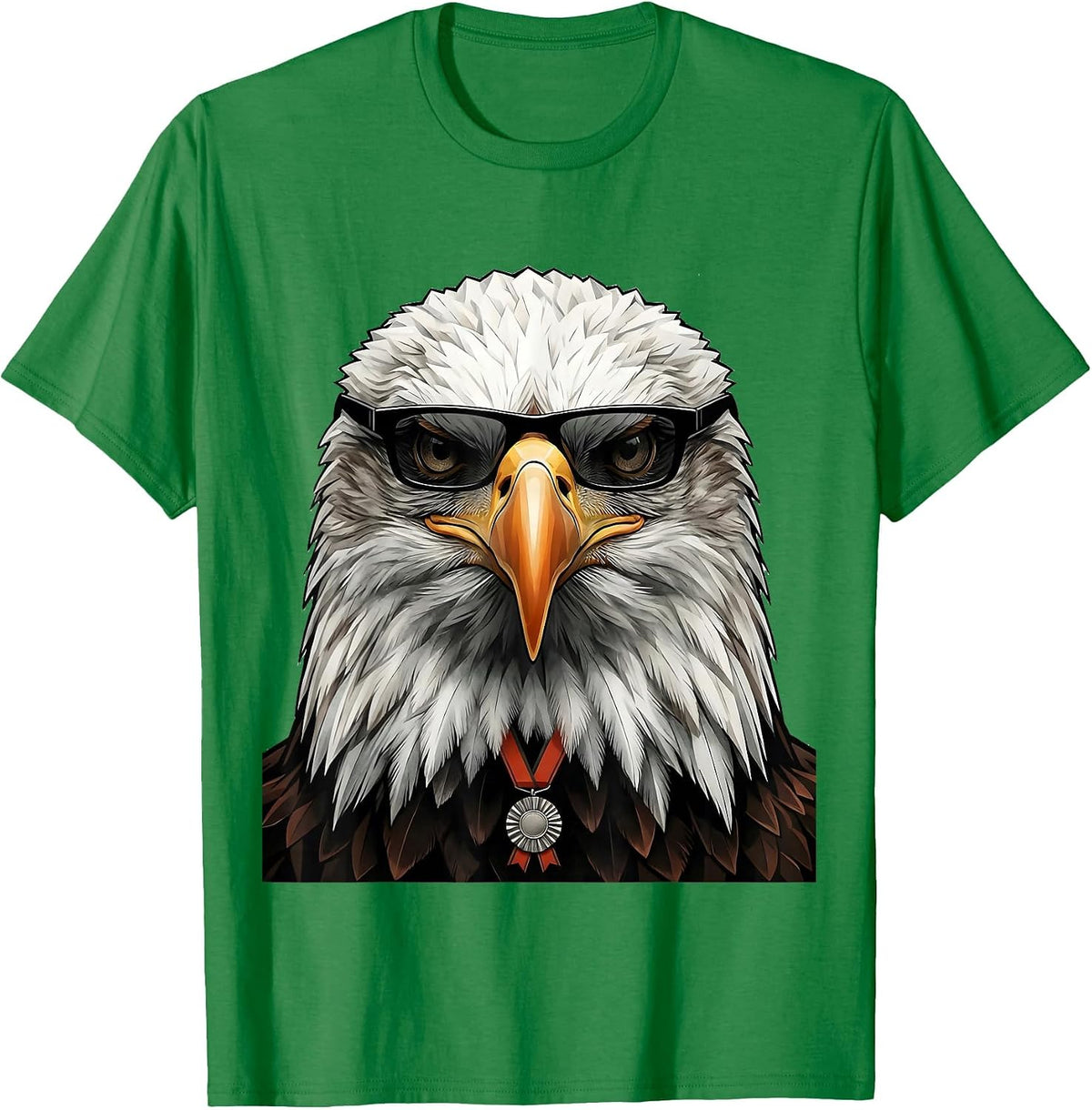 Men's Bald Eagle Sunglasses Minimalist Bird Lover Humor T-Shirt - Kelly Green