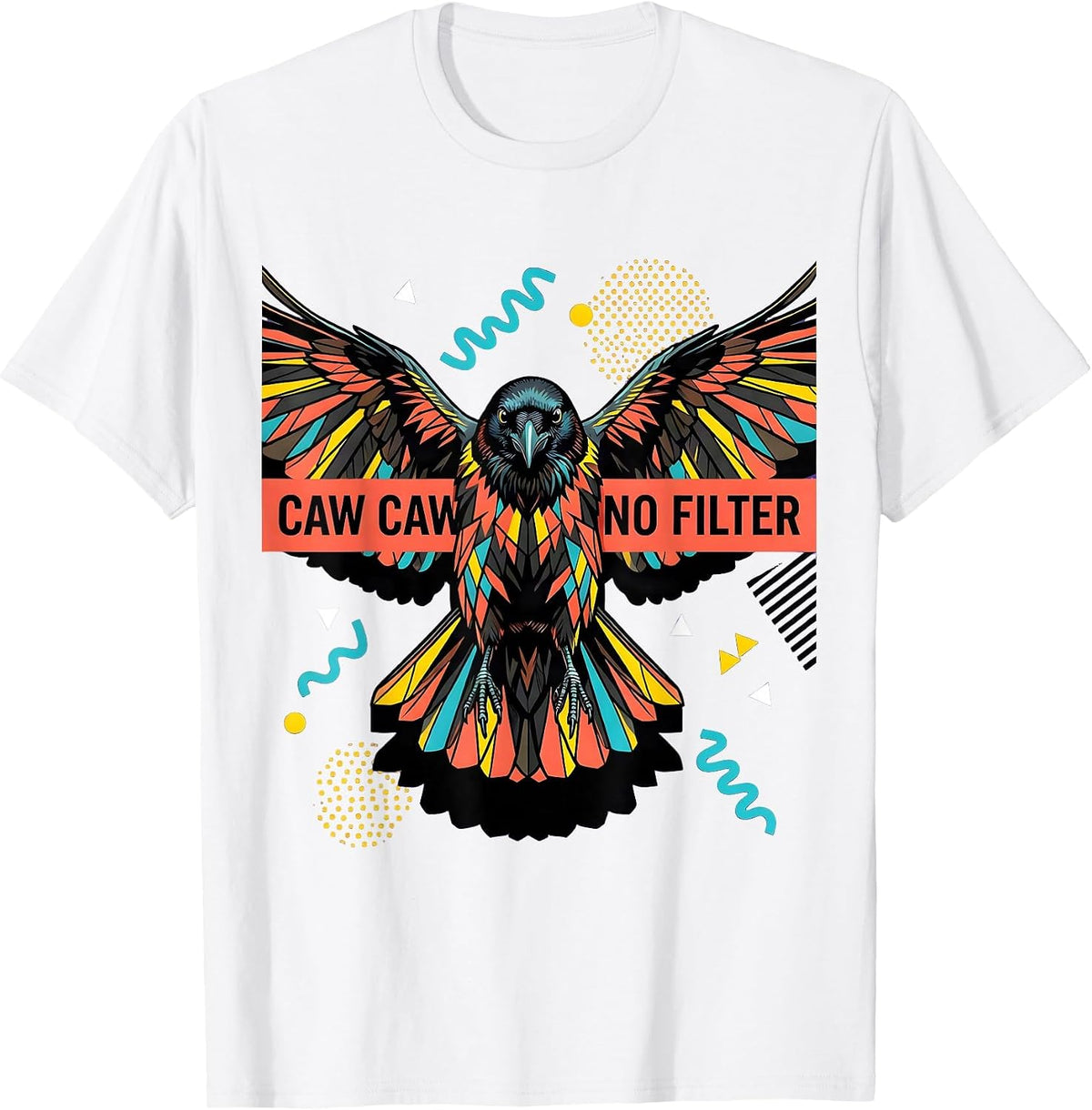 Men's Caw Caw No Filter Funny Crow Design T-Shirt - White