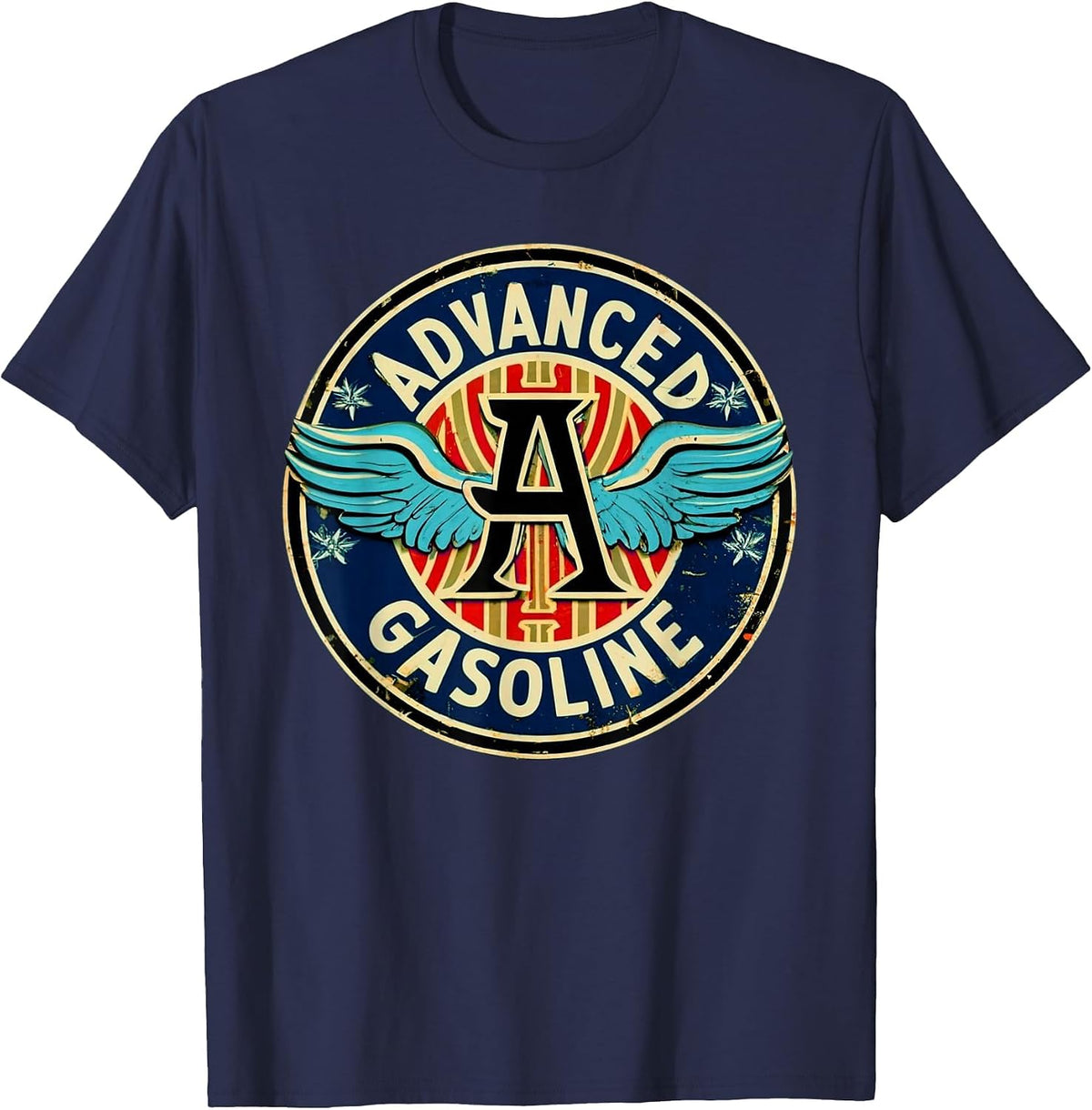 Retro Vintage Gas Station Advanced Gasoline Motor Oil Car T-Shirt - Navy Blue