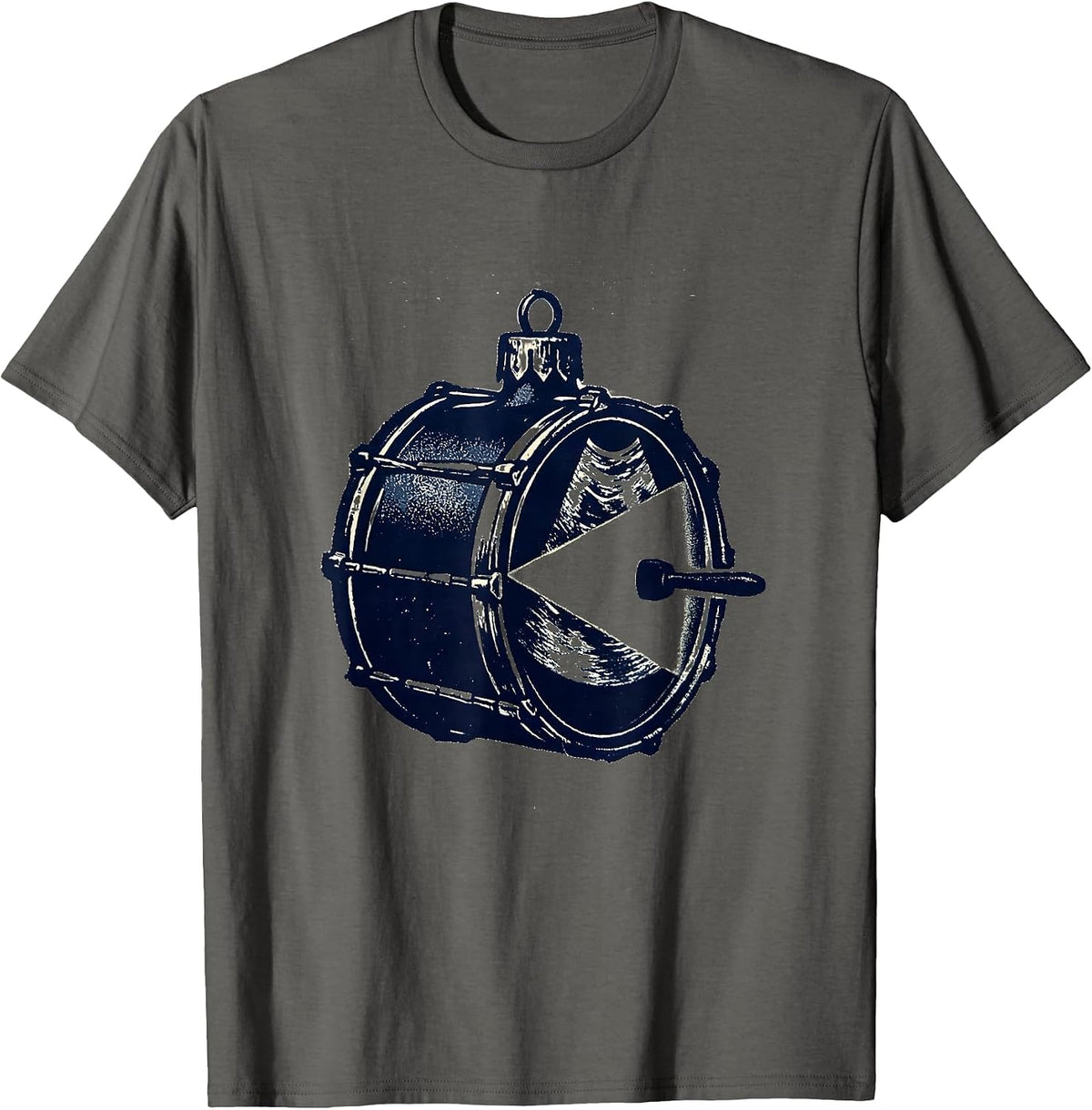 Men's Christmas Drum Ornament Rubber Stamp Radiology Tech Humor T-Shirt - Asphalt Grey