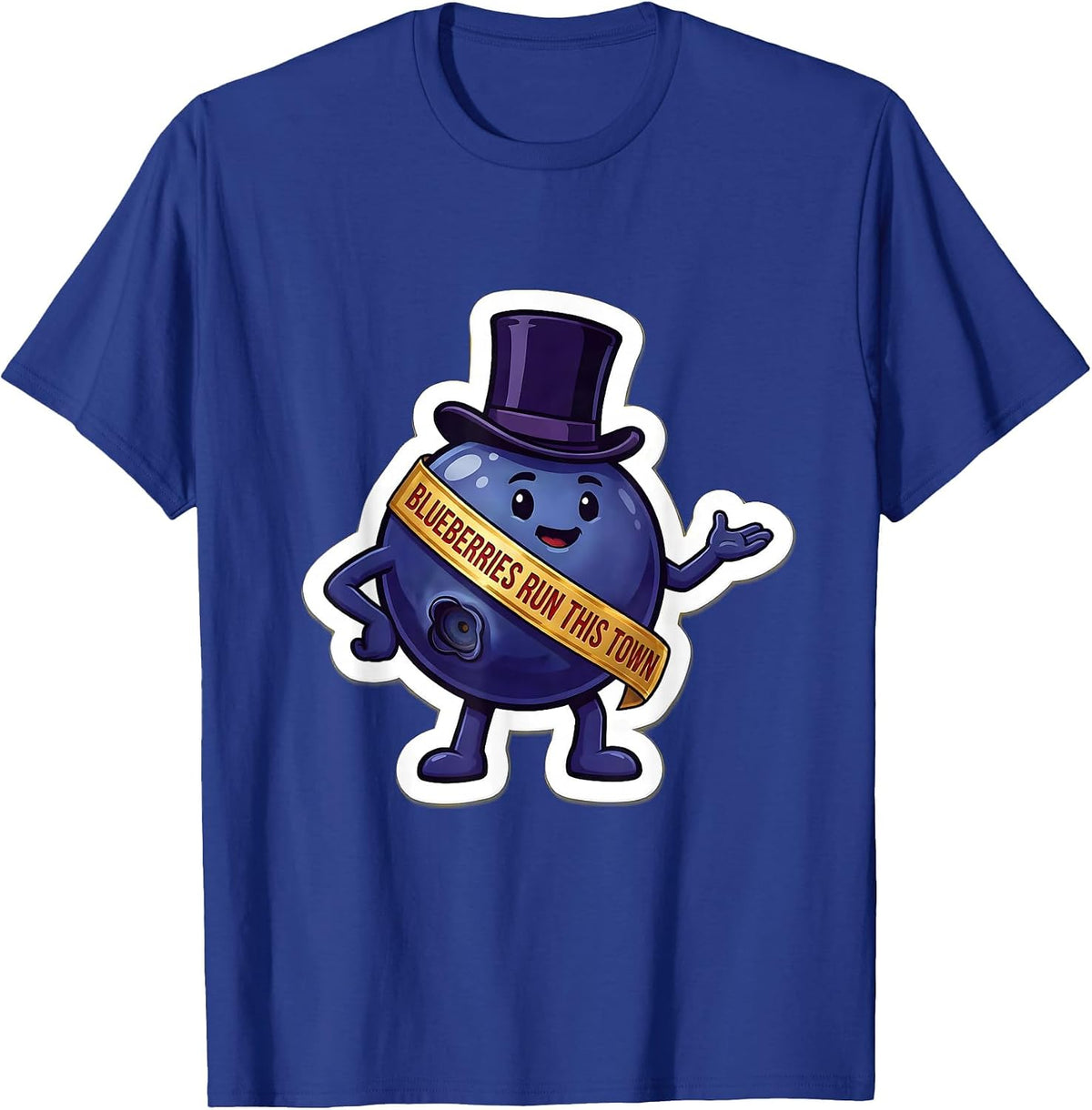 Blueberries Run This Town Red White and Blue Design T-Shirt - Royal Blue