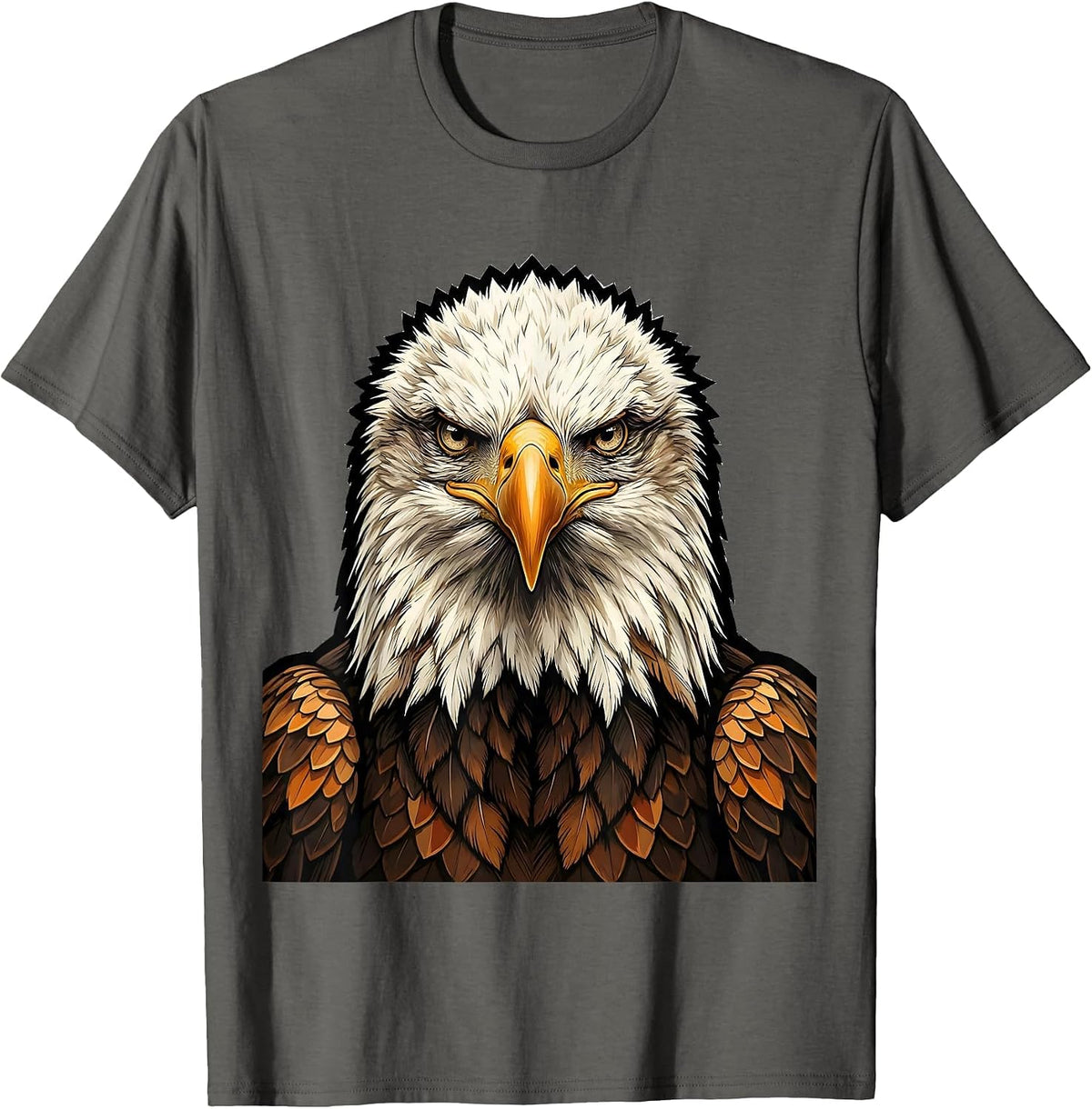 Bald Eagle Portrait Faith Mascot Pride T-Shirt - Asphalt Grey