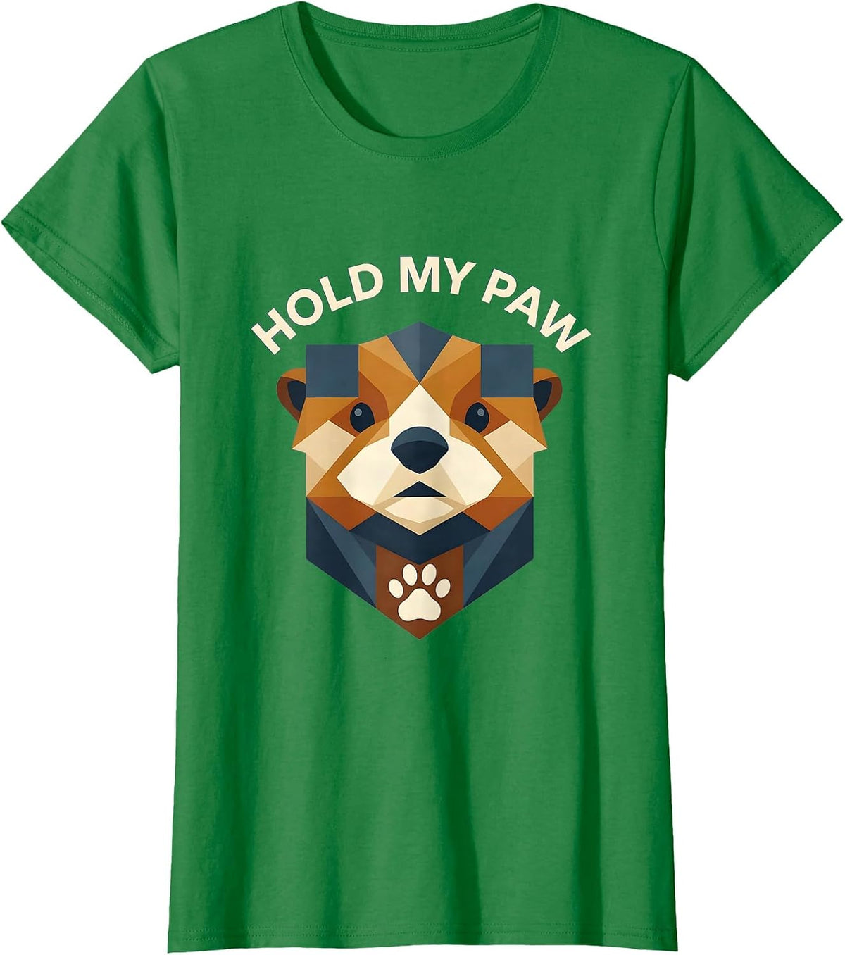 Women's Hold My Paw Cute Otter Design T-Shirt - Kelly Green
