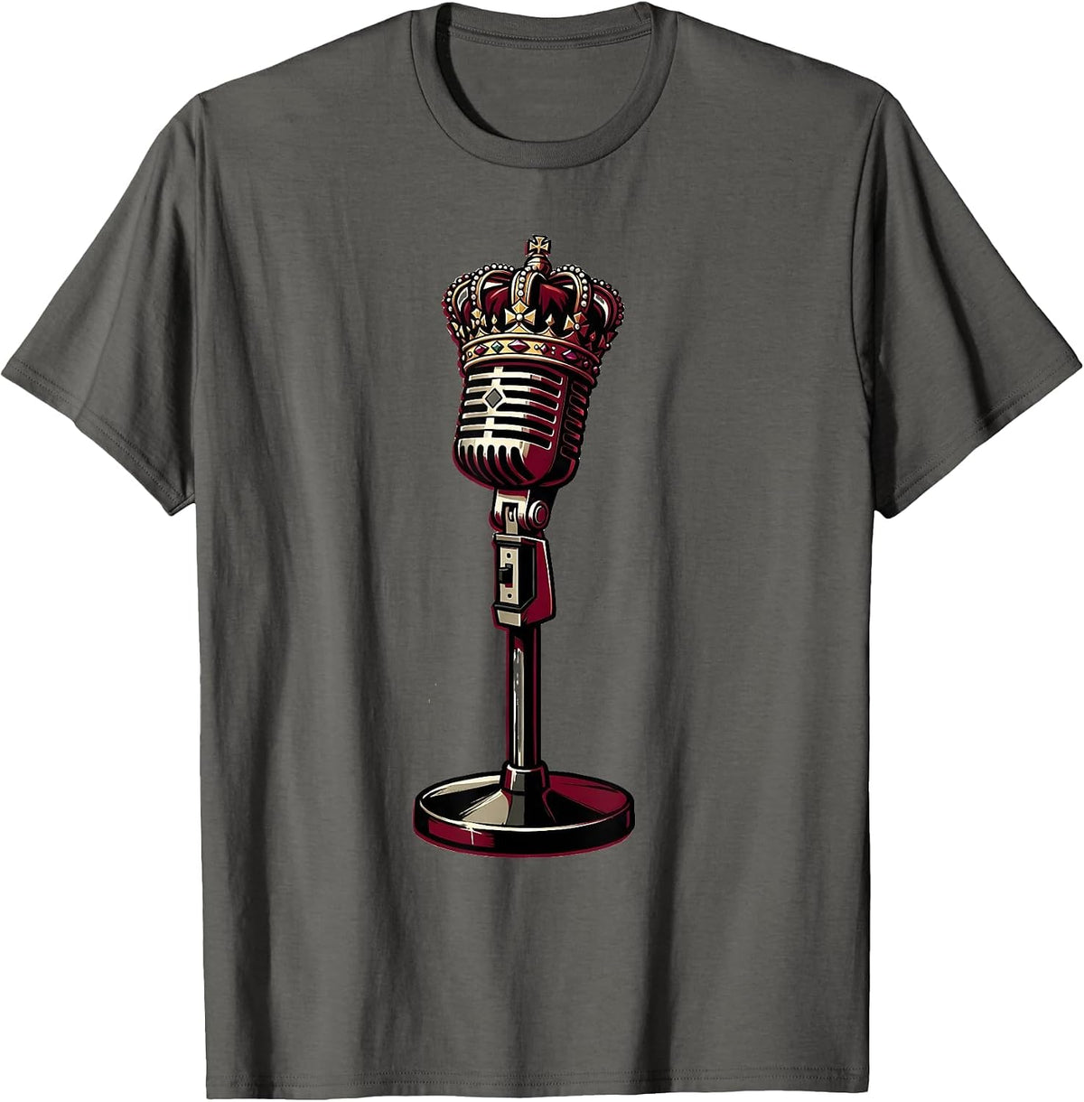 Men's Crown on a Mic Stand Master Debater Graphic T-Shirt - Asphalt Grey