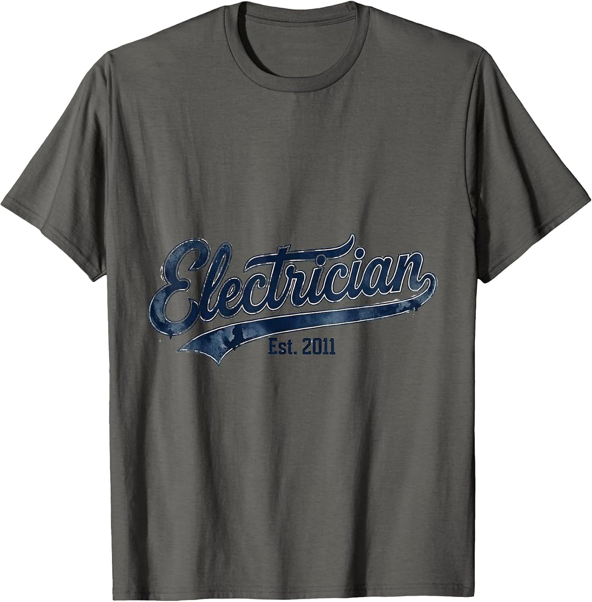 Men's Electrician Est. 2011 Vintage Varsity Script Role Identity T-Shirt - Asphalt Grey