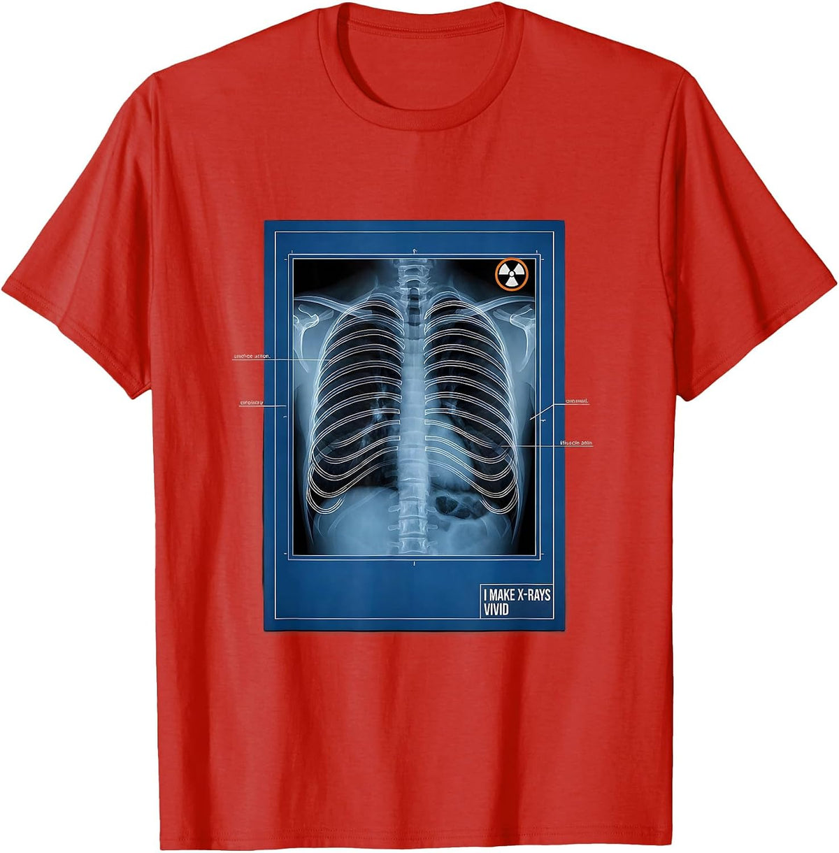 Men's I Make X-Rays Vivid Technical Blueprint Radiology Tech Rad T-Shirt - Red
