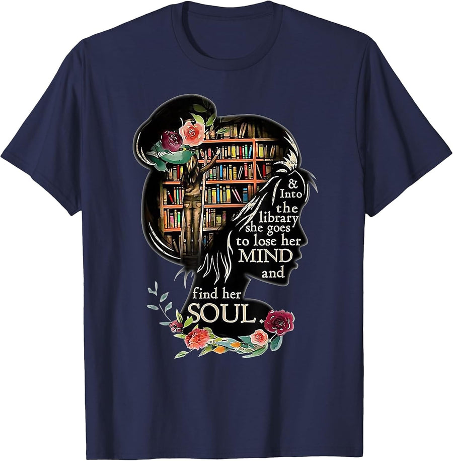Book Reading Bookworm Book Lover Women Kids Girls Librarian T-Shirt - Navy Blue