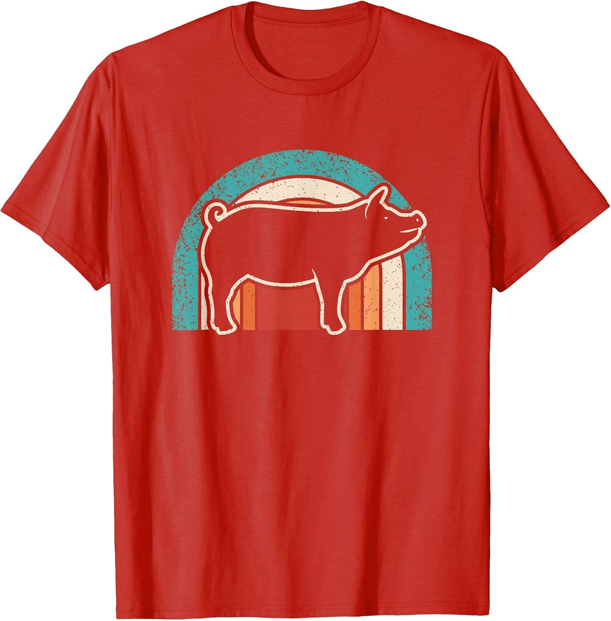 Retro Pig Lover Farmer Farming Men Women Kids T-Shirt - Red