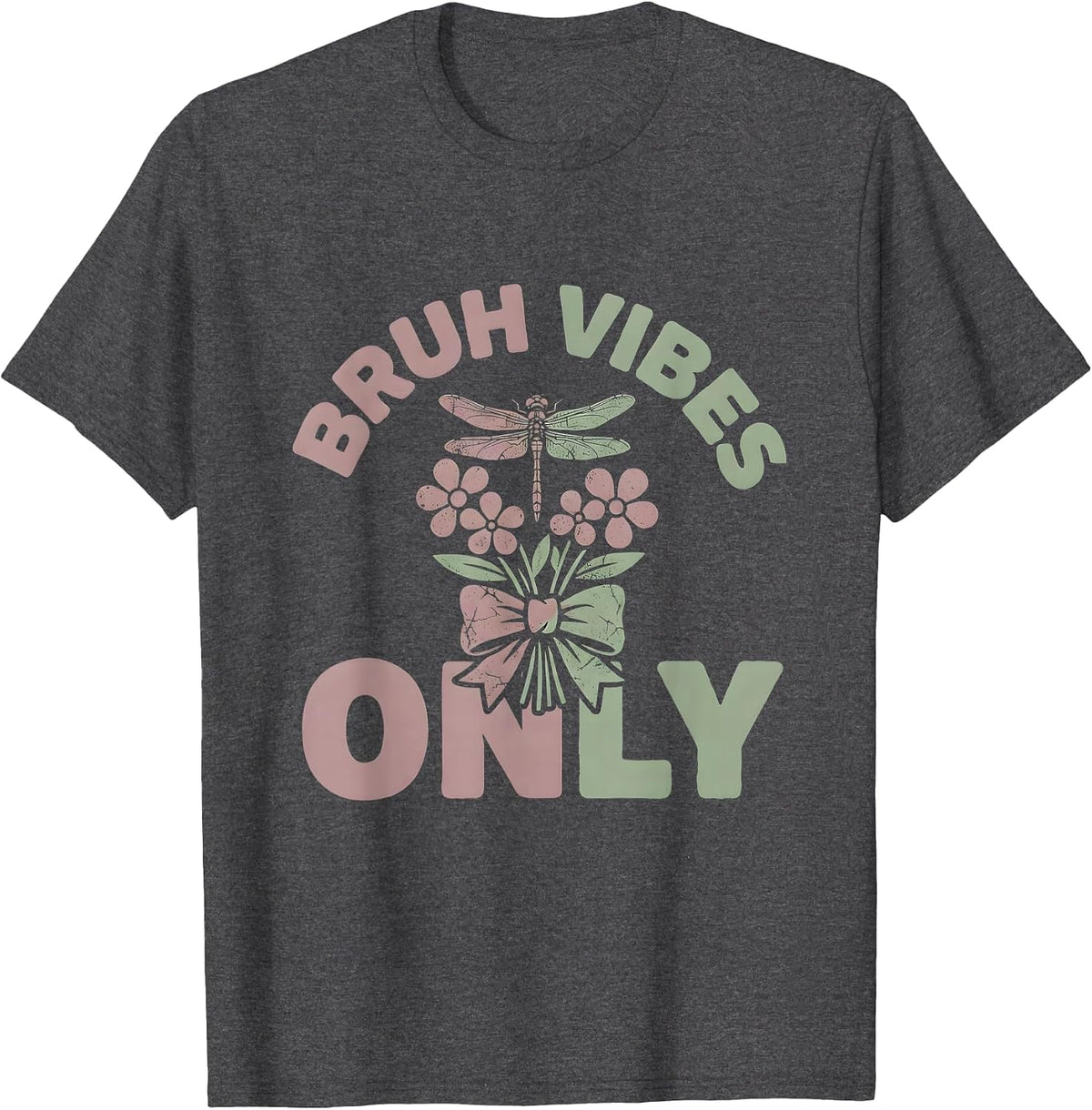 Men's Bruh Vibes Only Laid-Back Attitude Design T-Shirt - Dark Heather Grey